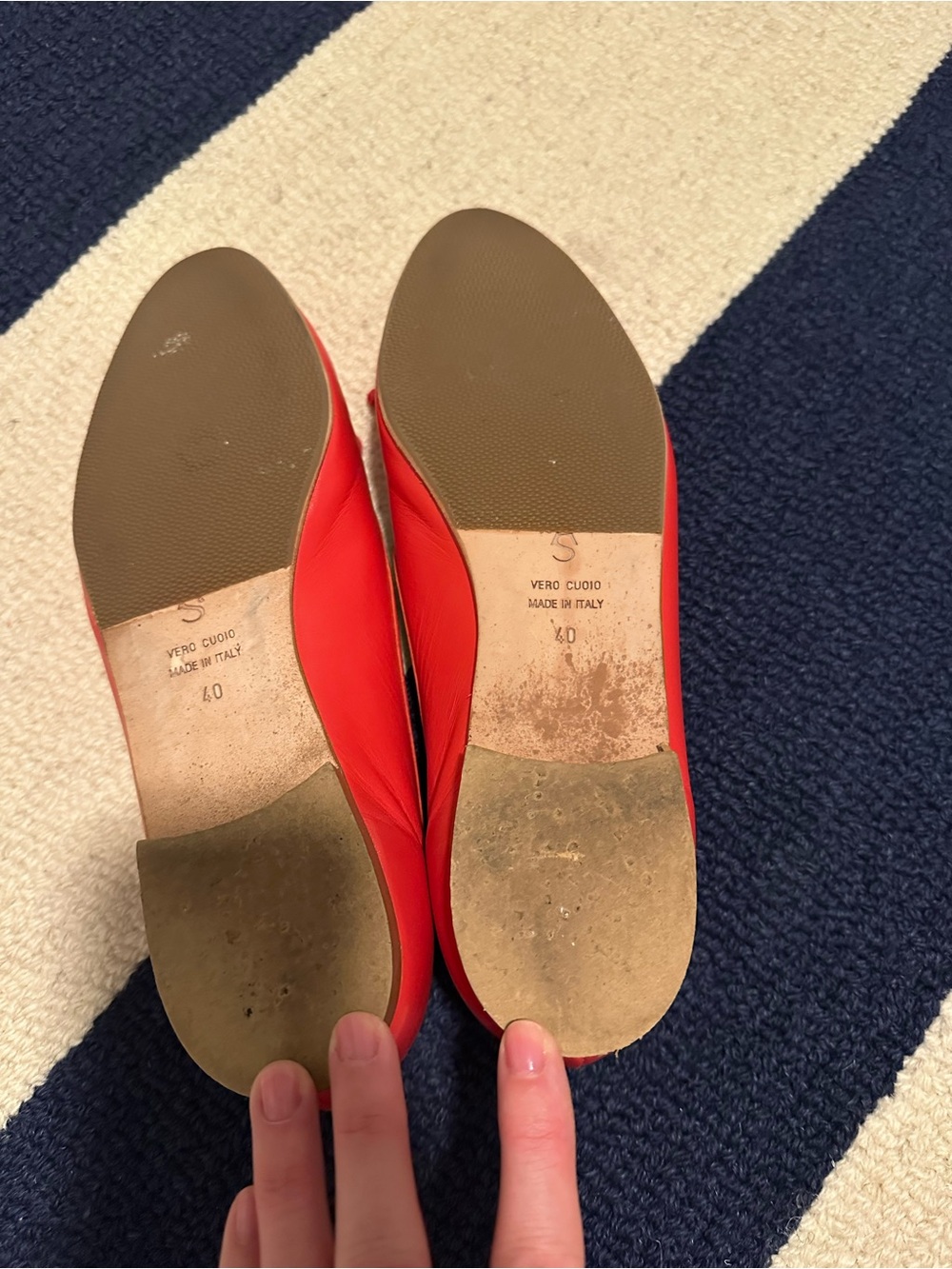 A. Soliani Como Red Leather Ballet Flats - Picture 3 of 4